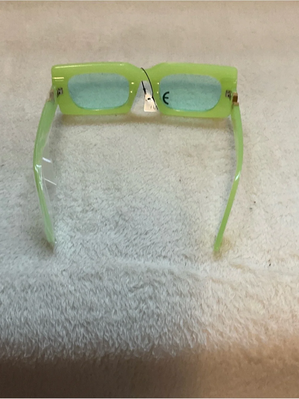 Neon Green Square Frame Sunglasses with Blue Lenses